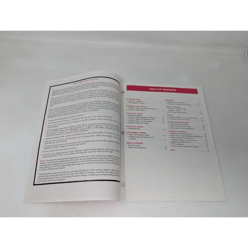 1981 Ford Car Light Truck Body Electrical Climate Control Technician Manual‎